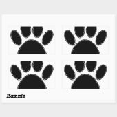 Sticker Rectangulaire Dessin Paw Chien En Noir (Feuille)
