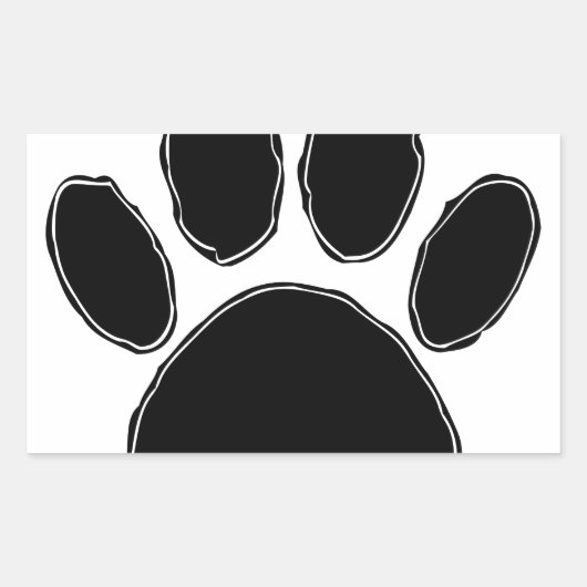Sticker Rectangulaire Dessin Paw Chien En Noir (Devant)