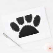 Sticker Rectangulaire Dessin Paw Chien En Noir (Enveloppe)