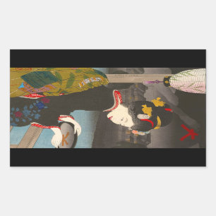 Sticker Rectangulaire Dessin traditionnel japonais Cool geisha