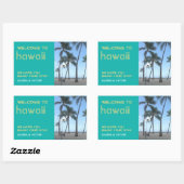 Sticker Rectangulaire Destination mariage turquoise sac cadeau tropical  (Feuille)