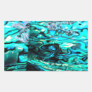 Sticker Rectangulaire Détails de la coquille d'ormeau turquoise