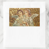 Sticker Rectangulaire Deux anges chantent des chansons de Noël (Sac)