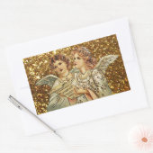 Sticker Rectangulaire Deux anges chantent des chansons de Noël (Enveloppe)