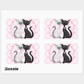 Sticker Rectangulaire Deux chats mignons en amour (Feuille)