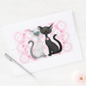 Sticker Rectangulaire Deux chats mignons en amour (Enveloppe)