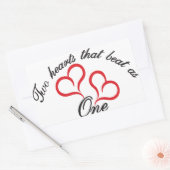 Sticker Rectangulaire Deux coeurs qui battent comme un (Enveloppe)