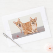 Sticker Rectangulaire Deux Corgis mignons (Enveloppe)