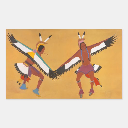 Sticker Rectangulaire Deux danseurs d'aigle (Devant)