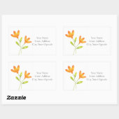 Sticker Rectangulaire Deux fleurs d'aquarelle orange (Feuille)