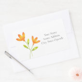 Sticker Rectangulaire Deux fleurs d'aquarelle orange (Enveloppe)