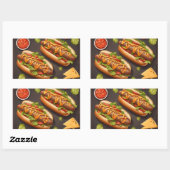 Sticker Rectangulaire Deux hotdog (Feuille)