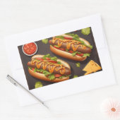 Sticker Rectangulaire Deux hotdog (Enveloppe)
