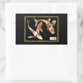 Sticker Rectangulaire Deux Japonais Koi Goldfish sur un Arrière - plan n (Sac)