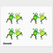 Sticker Rectangulaire Deux joyeux compagnons de grenouilles (Feuille)