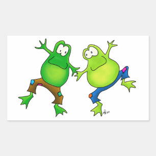 Sticker Rectangulaire Deux joyeux compagnons de grenouilles