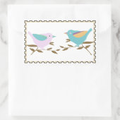 Sticker Rectangulaire Deux petits oiseaux Timbre faux (Sac)