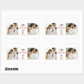 Sticker Rectangulaire Deux photos | Happy Valentines Day | (Feuille)