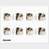 Sticker Rectangulaire Deux photos | Happy Valentines Day | (Feuille)