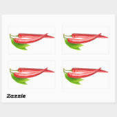 Sticker Rectangulaire Deux piments avec feuille (Feuille)