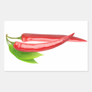 Sticker Rectangulaire Deux piments avec feuille