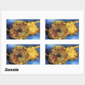 Sticker Rectangulaire Deux Tournesols coupés Van Gogh Art (Feuille)