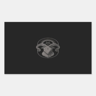 Sticker Rectangulaire Diable Goat Pentagram Baphomet Satan Occulte Satan