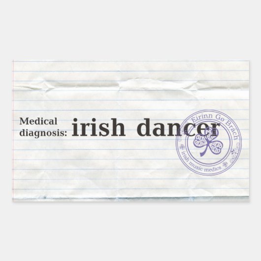 Sticker Rectangulaire Diagnostic Médicale : danseur irlandais (Devant)