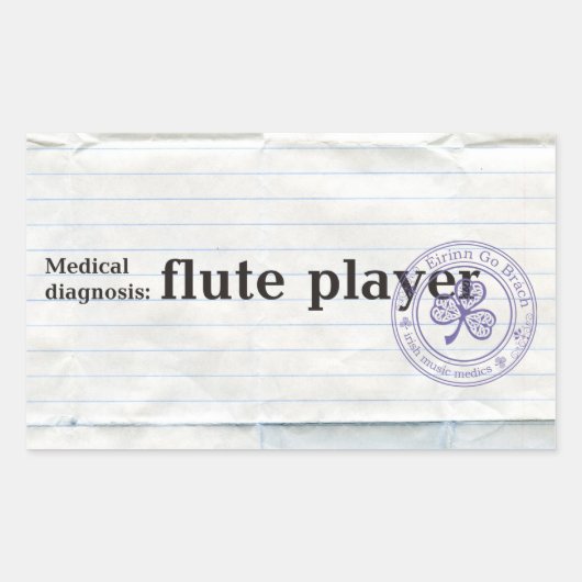 Sticker Rectangulaire Diagnostic Médicale : lecteur de flute (Devant)