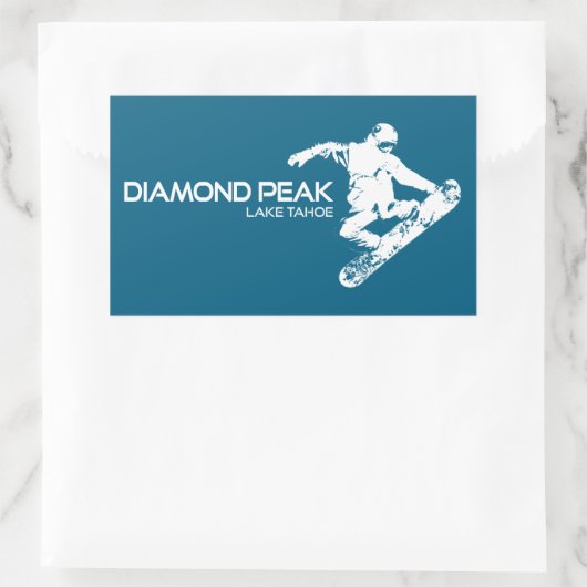 Sticker Rectangulaire Diamond Peak Lake Tahoe Snowboarder (Sac)