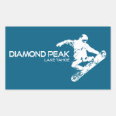 Sticker Rectangulaire Diamond Peak Lake Tahoe Snowboarder (Devant)