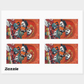 Sticker Rectangulaire Diaz de Los Muertos Skeleton Mariachi Trio (Feuille)