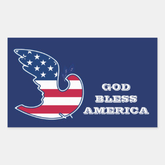 Sticker Rectangulaire Dieu Bénisse L'Amérique. La colombe de la paix pat