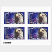 STICKER RECTANGULAIRE DIEU BÉNISSE L'AMÉRIQUE UNIS NOUS SOMMES (Feuille)