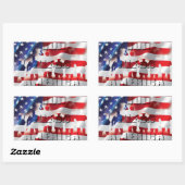 Sticker Rectangulaire Dieu bénisse les soldats américains et le patrioti (Feuille)