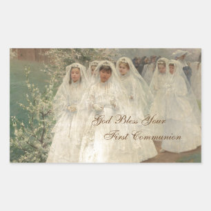 Sticker Rectangulaire Dieu bénisse ta première communion