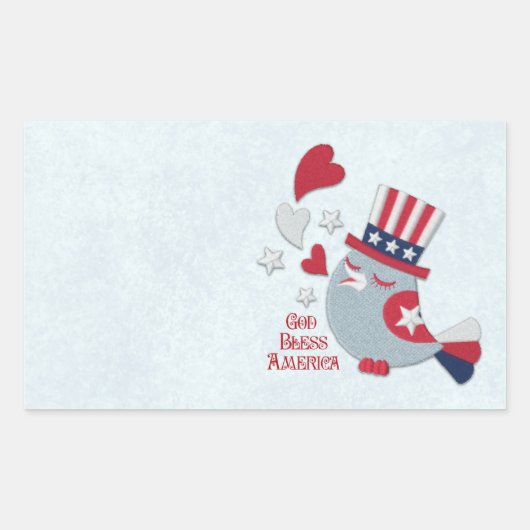 Sticker Rectangulaire Dieu patriote de bips d'oiseau bénissent (Devant)