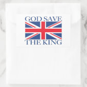 Sticker Rectangulaire Dieu sauve le roi avec Union Jack (Sac)