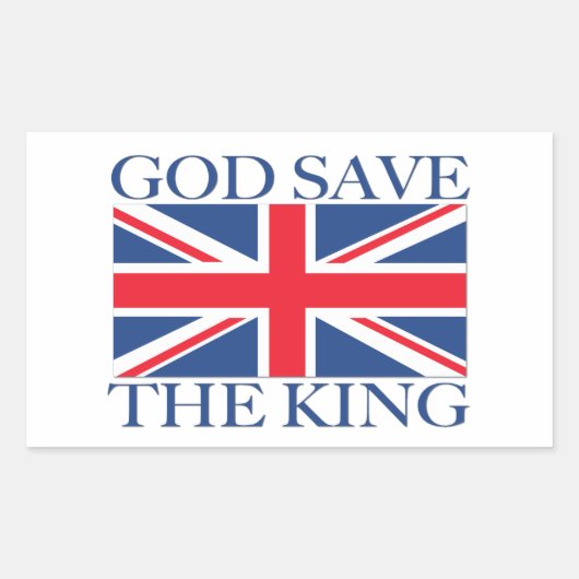 Sticker Rectangulaire Dieu sauve le roi avec Union Jack (Devant)