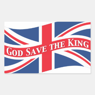 Sticker Rectangulaire Dieu sauve le roi avec Union Jack