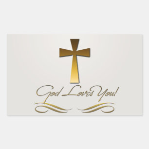 Sticker Rectangulaire Dieu t'aime