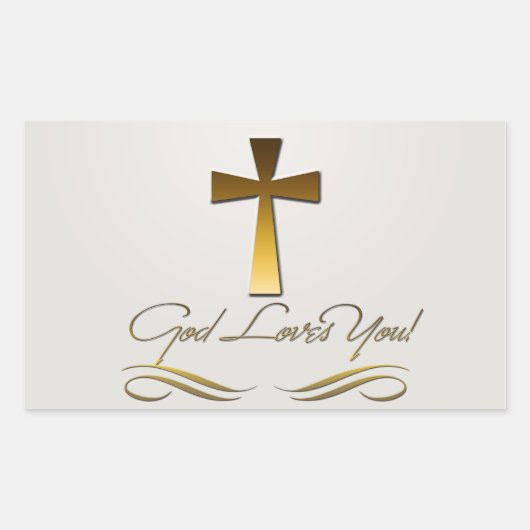 Sticker Rectangulaire Dieu t'aime (Devant)