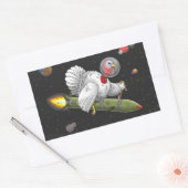 Sticker Rectangulaire Dinde Fusée dans l'Espace (Enveloppe)