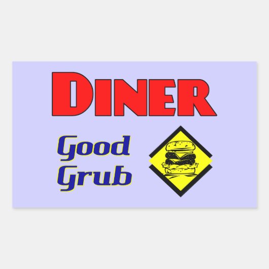 Sticker Rectangulaire Diner Good Grub Hamburger Restaurant Art (Devant)