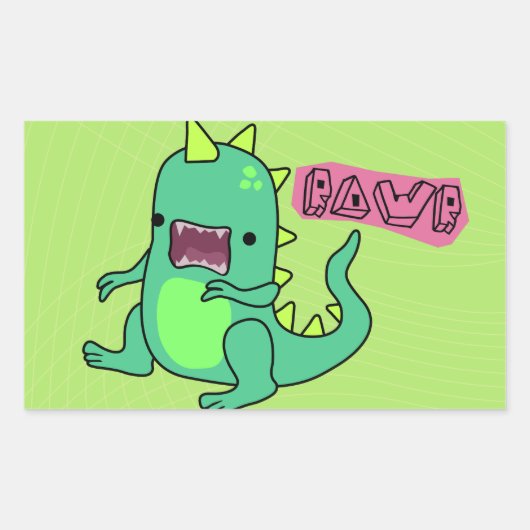 Sticker Rectangulaire Dino Rawr (Devant)