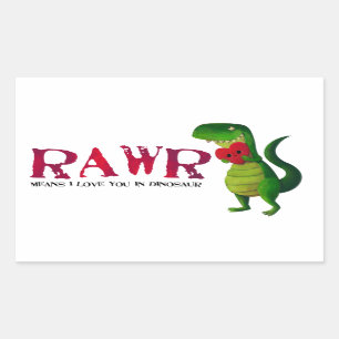 Sticker Rectangulaire Dinosaure romantique de RAWR T-rex