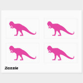 Sticker Rectangulaire Dinosaure rose (Feuille)