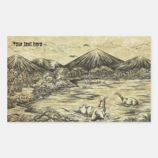 Sticker Rectangulaire Dinosaures (Devant)