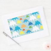 Sticker Rectangulaire Dinosaures Dinosaures Rouge Bleu Orange Jaune (Enveloppe)