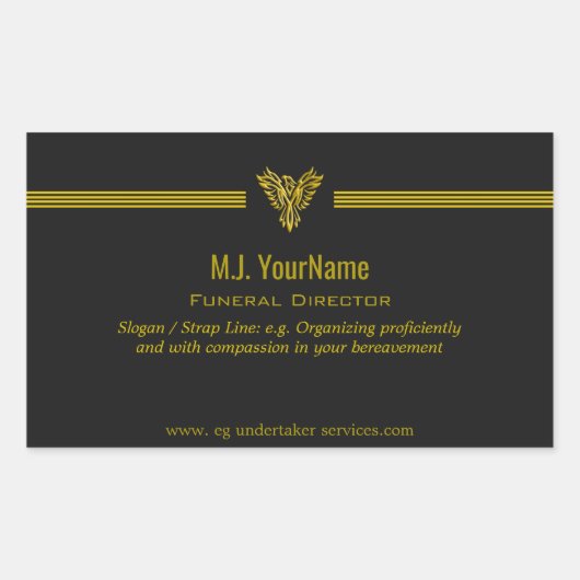 Sticker Rectangulaire Directeur funéraire Bandes dorées et élévation du  (Devant)